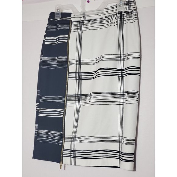 WORTHINGTON Black White ColorBlock Skirt Pencil Above Knee Striped - Picture 4 of 9